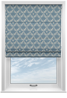 Trellis Prints, Vine and Bloom Raffs Blue - Roman Blind